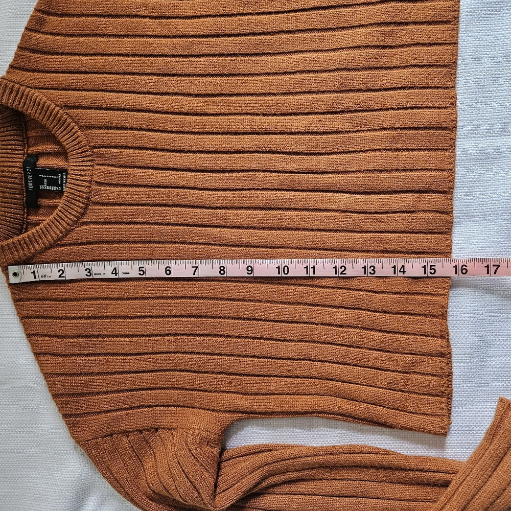 Orange Ribbed‎ Knit Sweater Size Xsmall - Picture 5 of 6